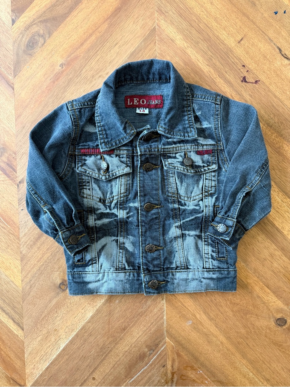 Vintage Toddler Boys Denim Jacket 2T–3T Acid Wash Jean Jacket 100% Cotton